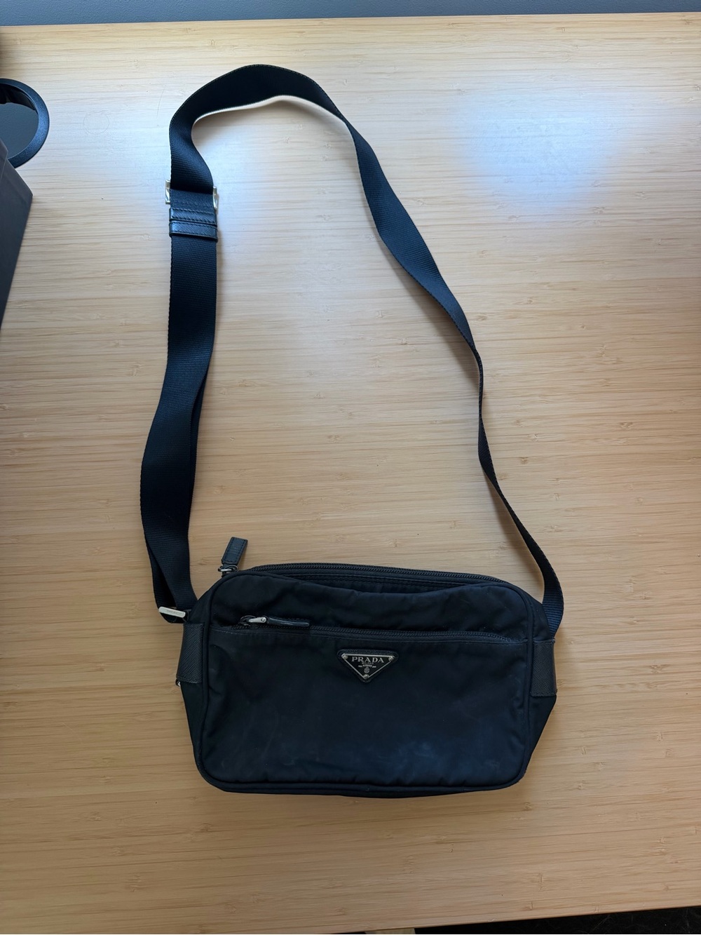 Prada Black Tessuto Nylon Crossbody Bag with Triangle Logo